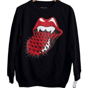 Rolling Stones Women’s Medium Spiked Tongue Graphic Crewneck Sweatshirt NWT